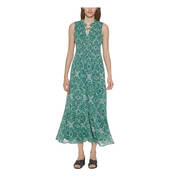 Calvin Klein Womens Sleeveless Below The Knee Fit Flare Evening Dress Green Size 10 main image 0